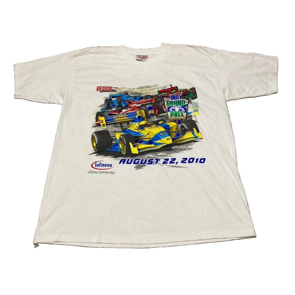 Vintage 2010 Indy Grand Prix Sonoma Racing T-Shirt Bay Side White Large USA Made